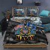 Veteran Bedding Set, US Coast Guard Services Veteran Bedding Set, Quilt Bedding Set, American Flag Bedding Set