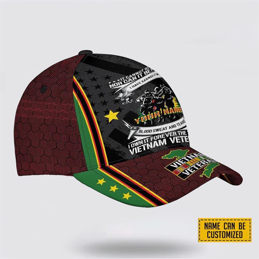 Veterans Baseball Caps Blood Sweat And Tears, Personalized Name Military, Custom Army Cap, Gifts For Military Personnel