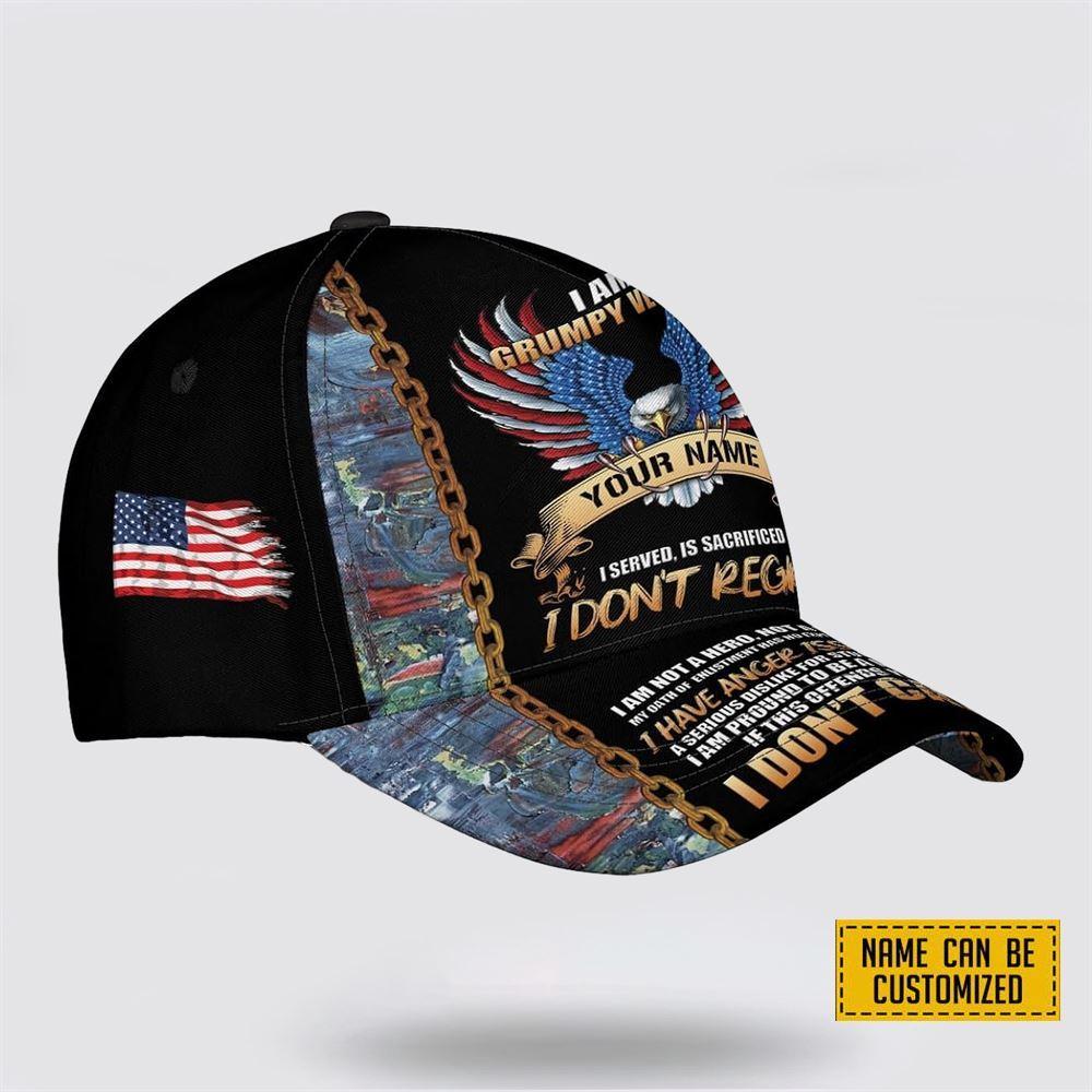 Veterans Baseball Caps I Am A Grumpy Veteran, Personalized Name Military, Custom Army Cap, Gifts For Military Personnel