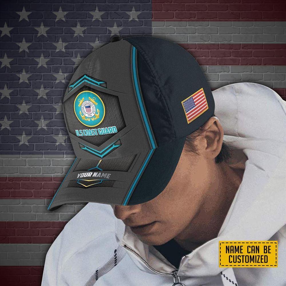 Veterans Baseball Capss US Coast Guard, Personalized Name Veteran, Custom Army Cap, Gifts For Military Personnel