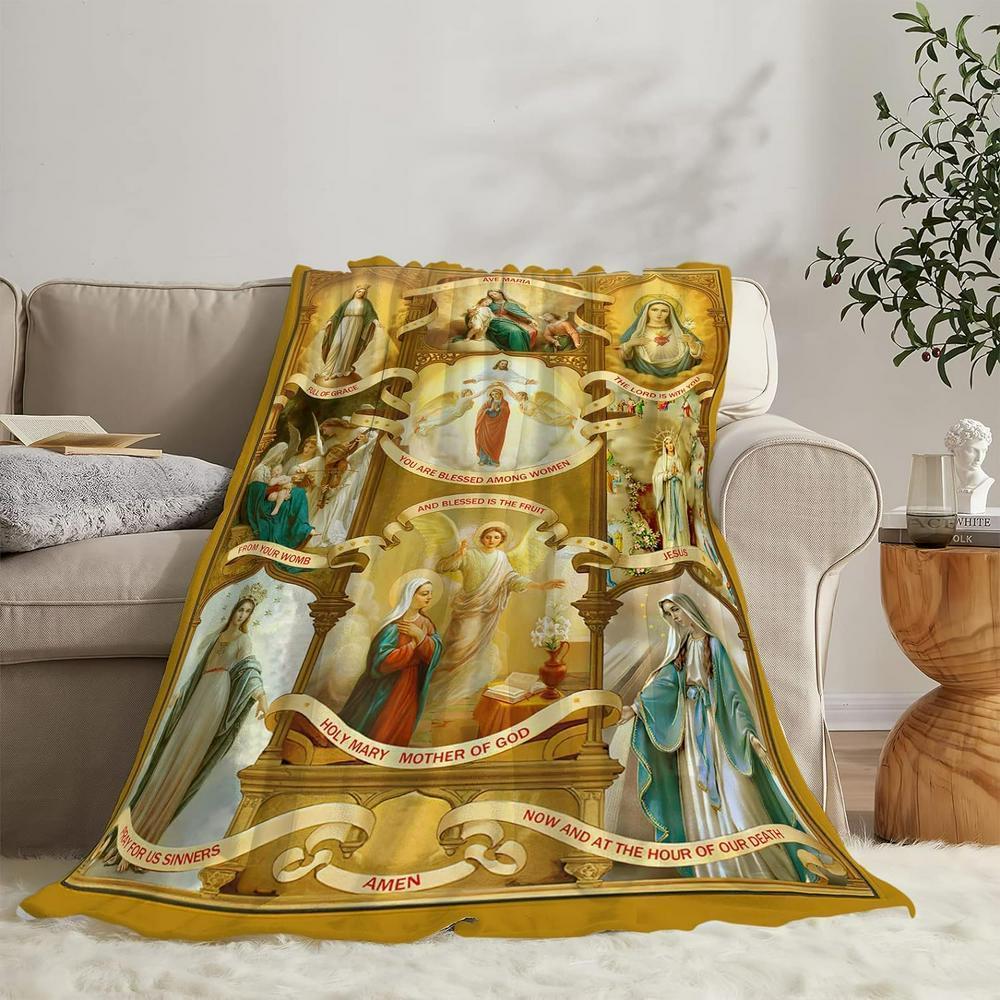 Virgin Mary Christian Quilt Blanket, Christian Blanket Gift For Believers
