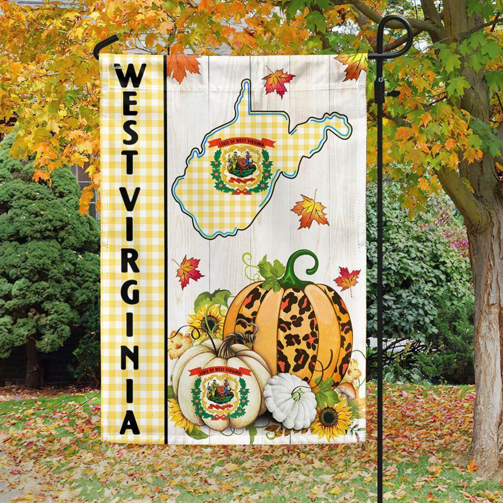 West Virginia State Fall Thanksgiving Pumpkins Flag – Thanksgiving Flag Outdoor Decoration