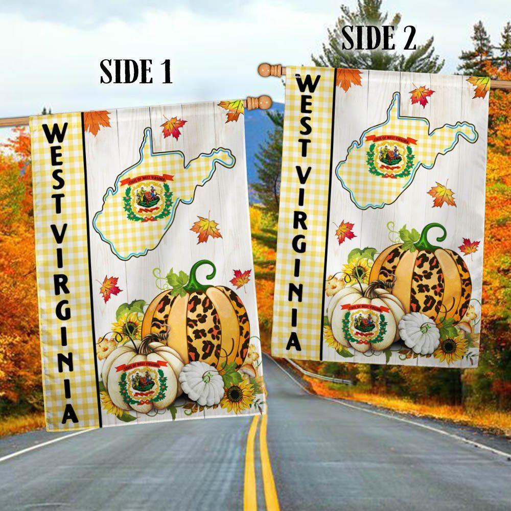 West Virginia State Fall Thanksgiving Pumpkins Flag – Thanksgiving Flag Outdoor Decoration