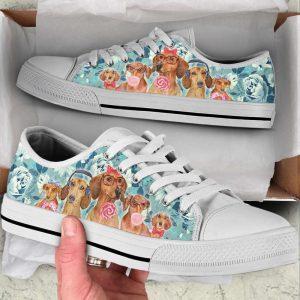 Wiener Dog Flowers Pattern Low Top Shoes&hellip;