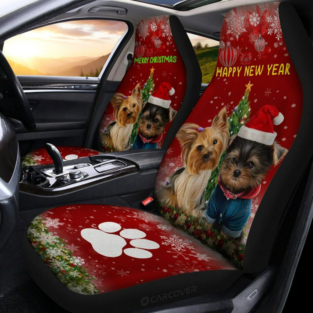 Yorkshire Terriers Dog Car Seat Covers, Christmas Car Seat Covers
