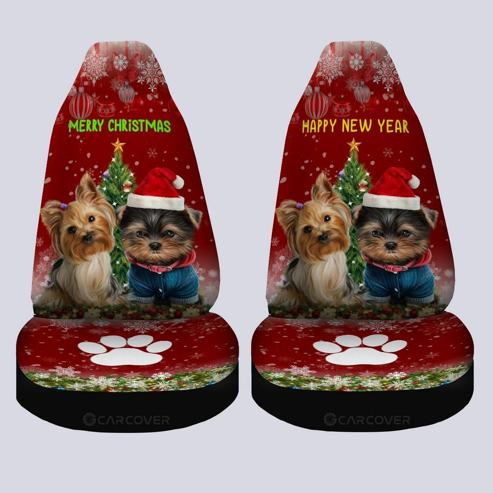 Yorkshire Terriers Dog Car Seat Covers, Christmas Car Seat Covers