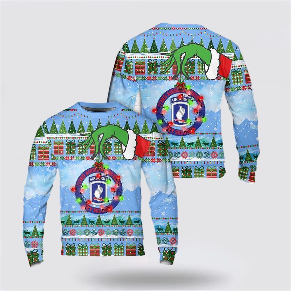 Army Sweater, US Army 173rd Airborne Brigade Sky Soldiers Christmas AOP Sweater