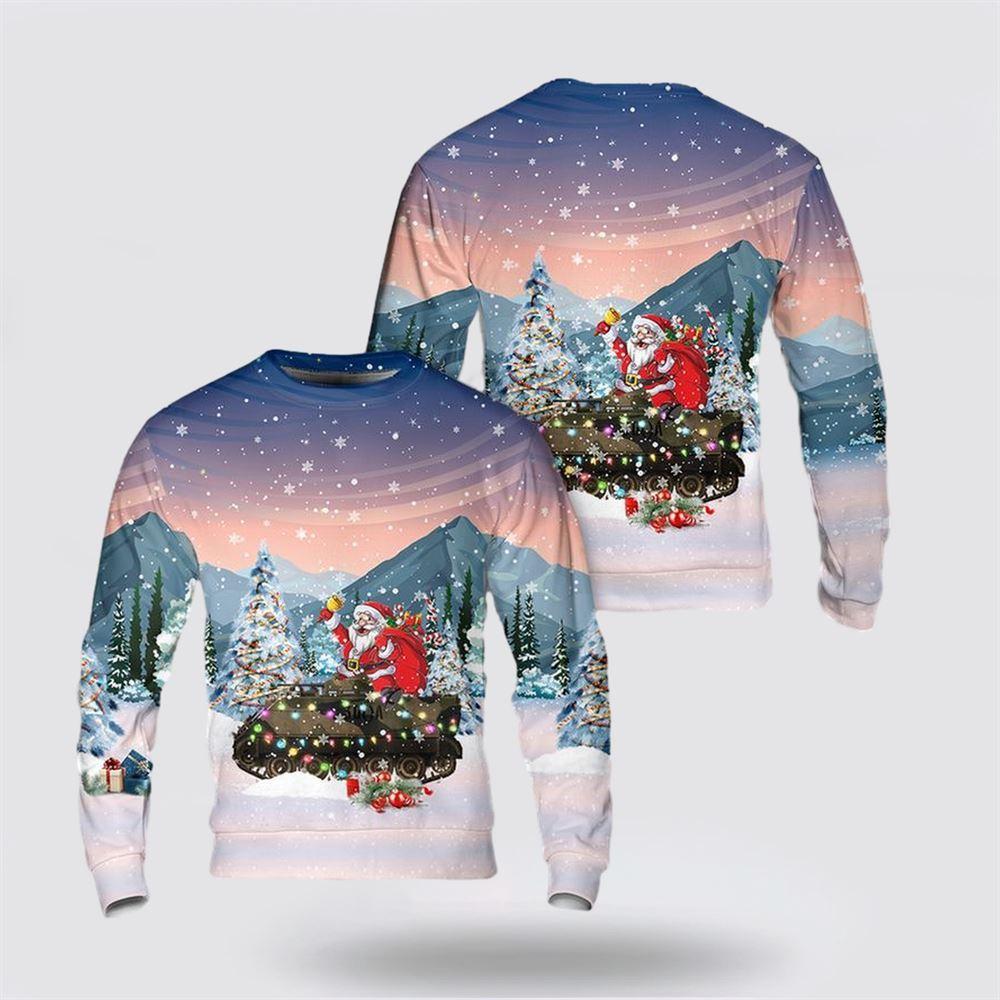 Army Sweater, US Army M113A1 LRVAPC with the V150 Cadillac Gage T 50 turret Christmas Sweater