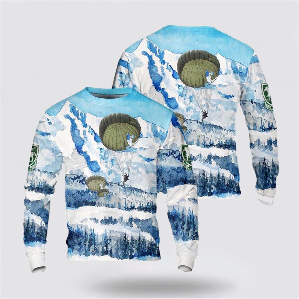 Army Sweater, US Army Special Forces 10th Special Forces Group (Airborne) (10th SFG (A)) Parachute Christmas Sweater