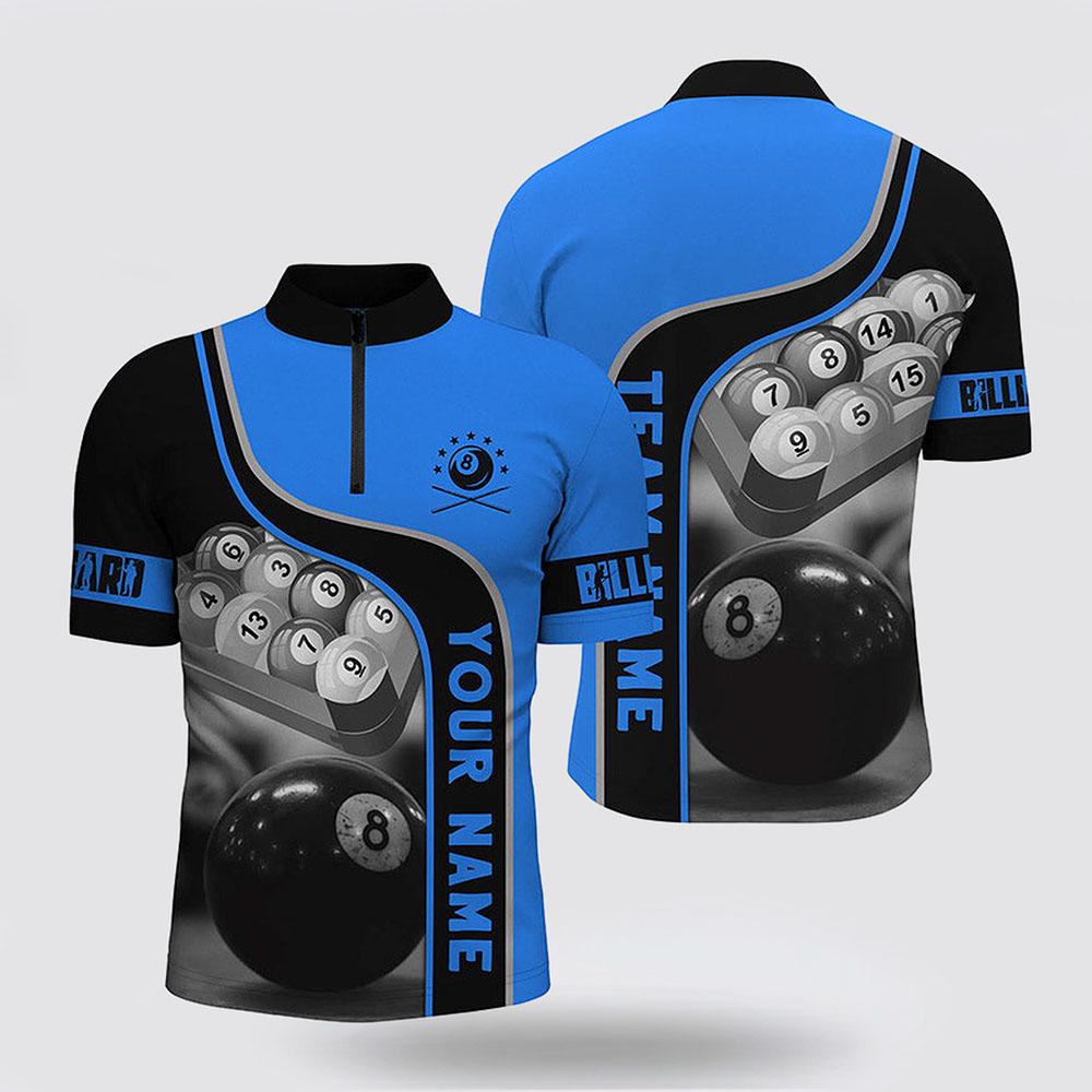 Billiard Jerseys, Custom Billiard Jerseys, 8 Ball Pool Billiard Balls Blue Jerseys Shirts, Billiard Shirt Designs