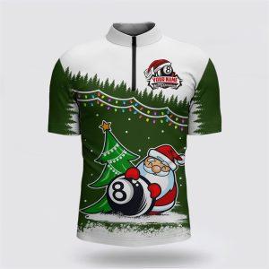 Billiard Jerseys, Custom Billiard Jerseys, 8 Ball Pool With Santa Claus Christmas Billiard Jerseys Shirts, Christmas Pool Balls
