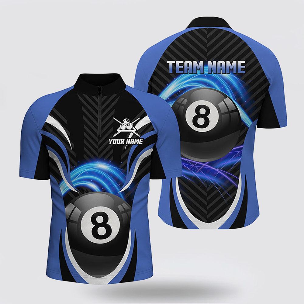 Billiard Jerseys, Custom Billiard Jerseys, Billiard 8 Ball Blue Jerseys Shirts, Billiard Shirt Designs