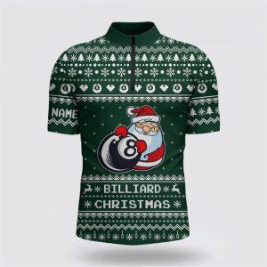 Billiard Jerseys, Custom Billiard Jerseys, Funny Billiard 8 Ball With Santa Claus Christmas Billiard Jerseys Shirts, Christmas Pool Balls