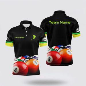 Billiard Polo Shirts, 3D Billiard Balls Black&hellip;