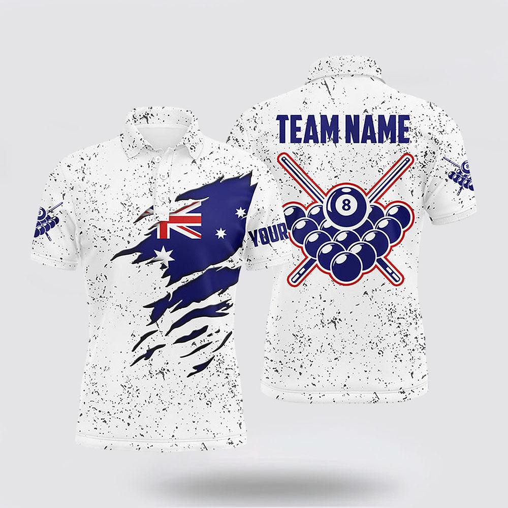 Billiard Polo Shirts, 8 Ball Pool Australia Flag Billiard Men’s Shirts, Billiard Shirt Designs