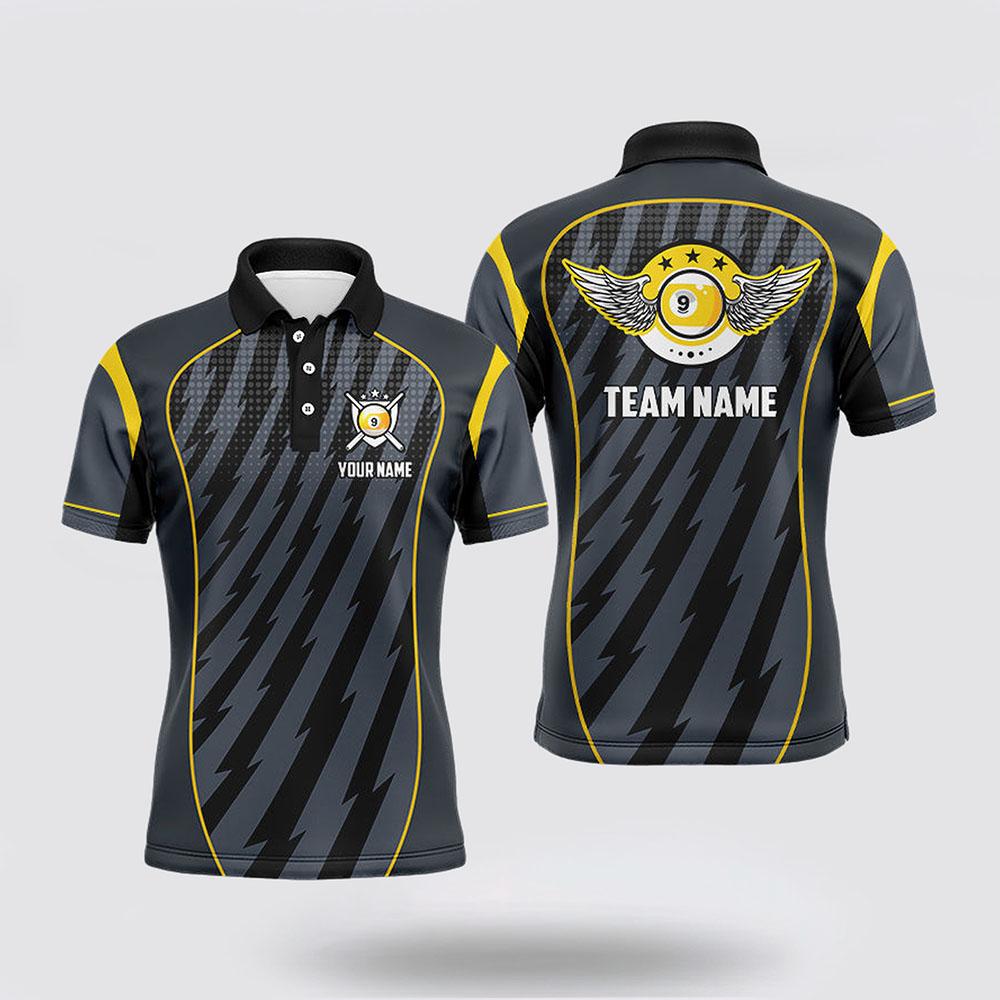 Billiard Polo Shirts, 9 Ball Wings Billiard Polo & Quarter Zip Shirts, Billiard Shirt Designs