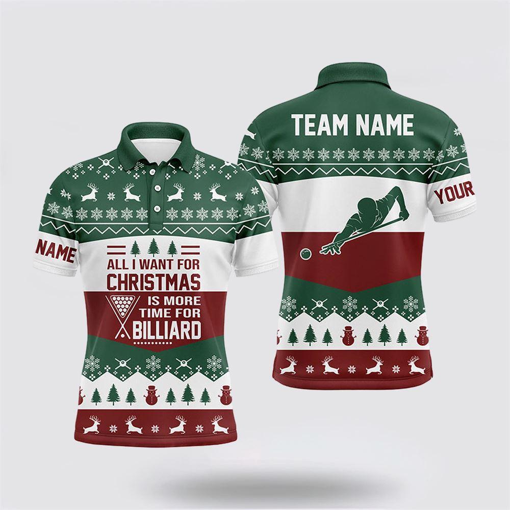 Billiard Polo Shirts, All I Want For Christmas Custom Name Billiard Polo Shirts, Billiard Shirt Designs
