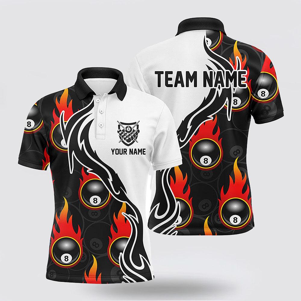 Billiard Polo Shirts, Billiard 8 Ball Flaming Pattern Polo Shirts Billiards Team Jerseys, Billiard Shirt Designs