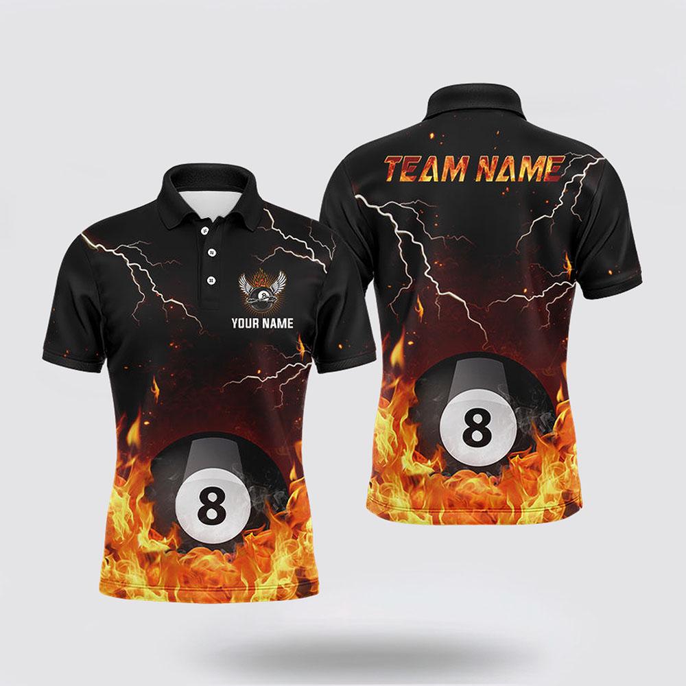 Billiard Polo Shirts, Billiard 8 Ball Thunder Fire Flame 3D Polo Shirts, Billiard Shirt Designs