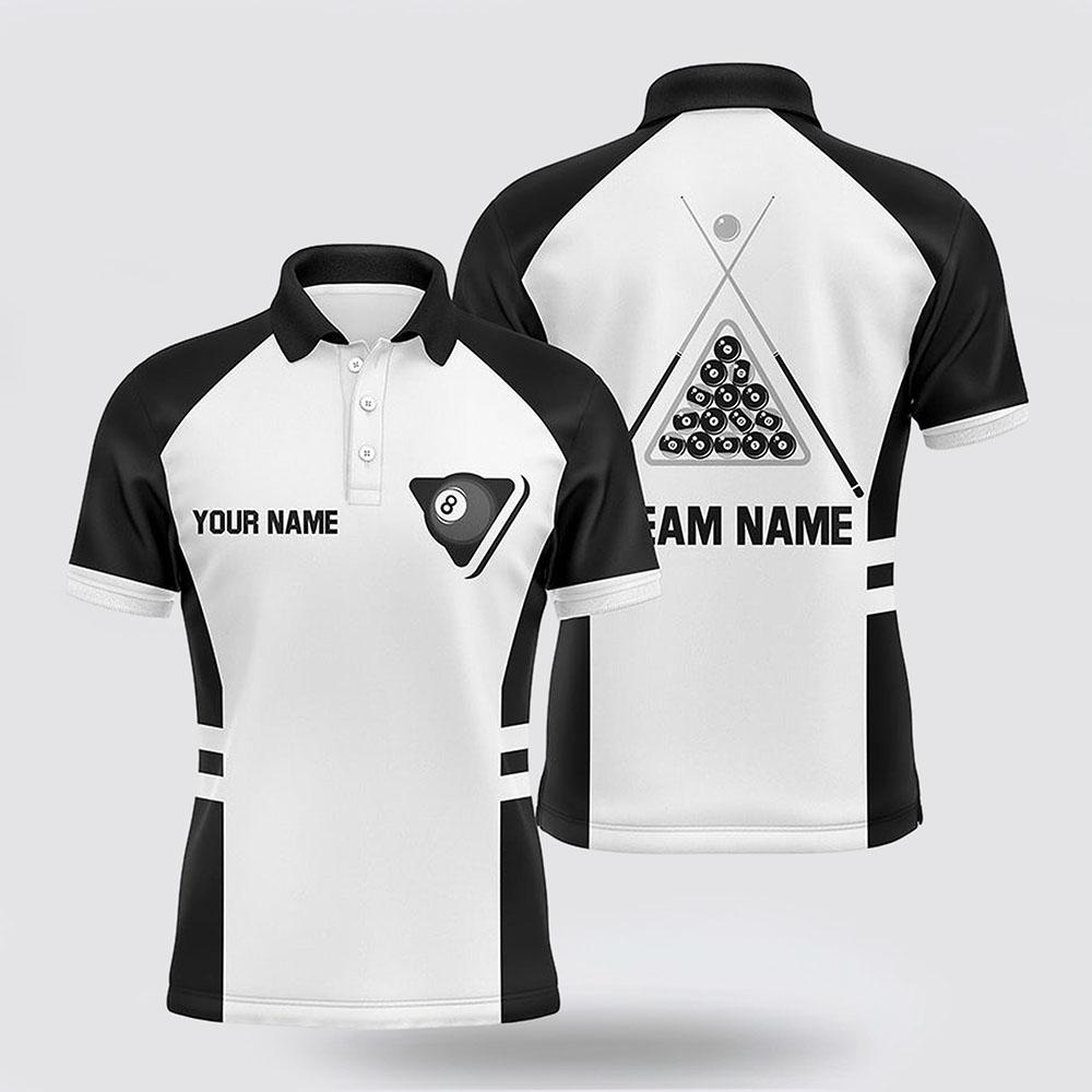 Billiard Polo Shirts, Billiard Balls 8 Ball Pool White Black Billiard Polo Shirts, Billiard Shirt Designs