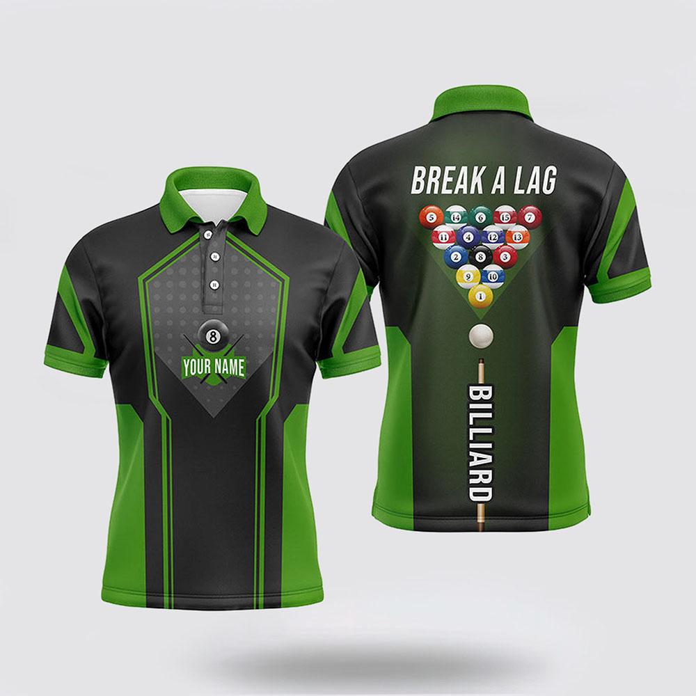 Billiard Polo Shirts, Billiard Balls Break A Lag Greens, Billiard Shirt Designs