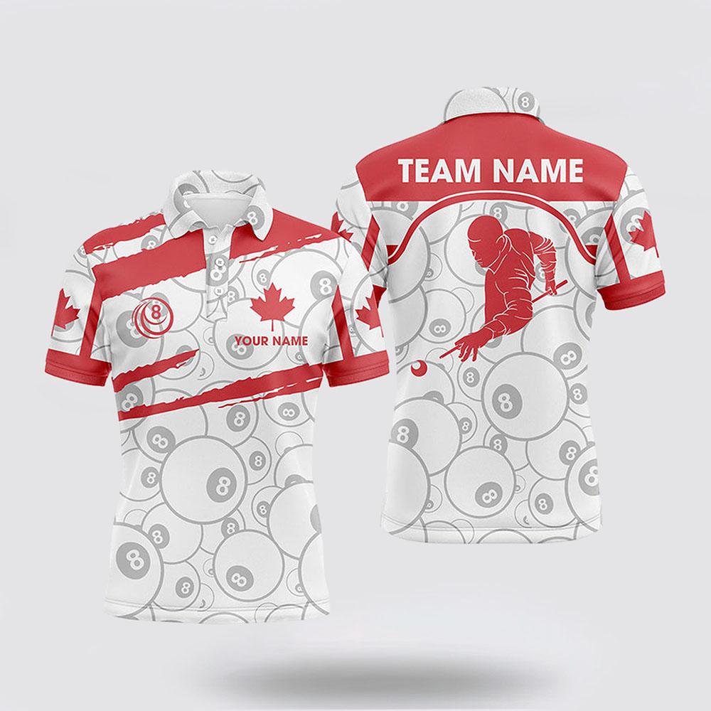 Billiard Polo Shirts, Billiard Canada Flag 8 Pool Player Polo Shirts, Billiard Shirt Designs