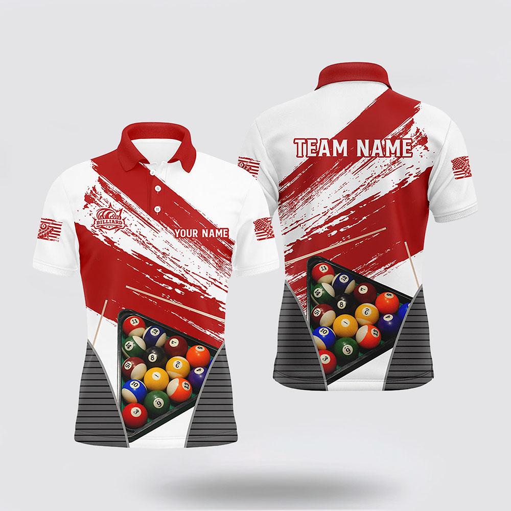 Billiard Polo Shirts, Billiard Grunge Style Red Version Name Polo Shirts, Billiard Shirt Designs