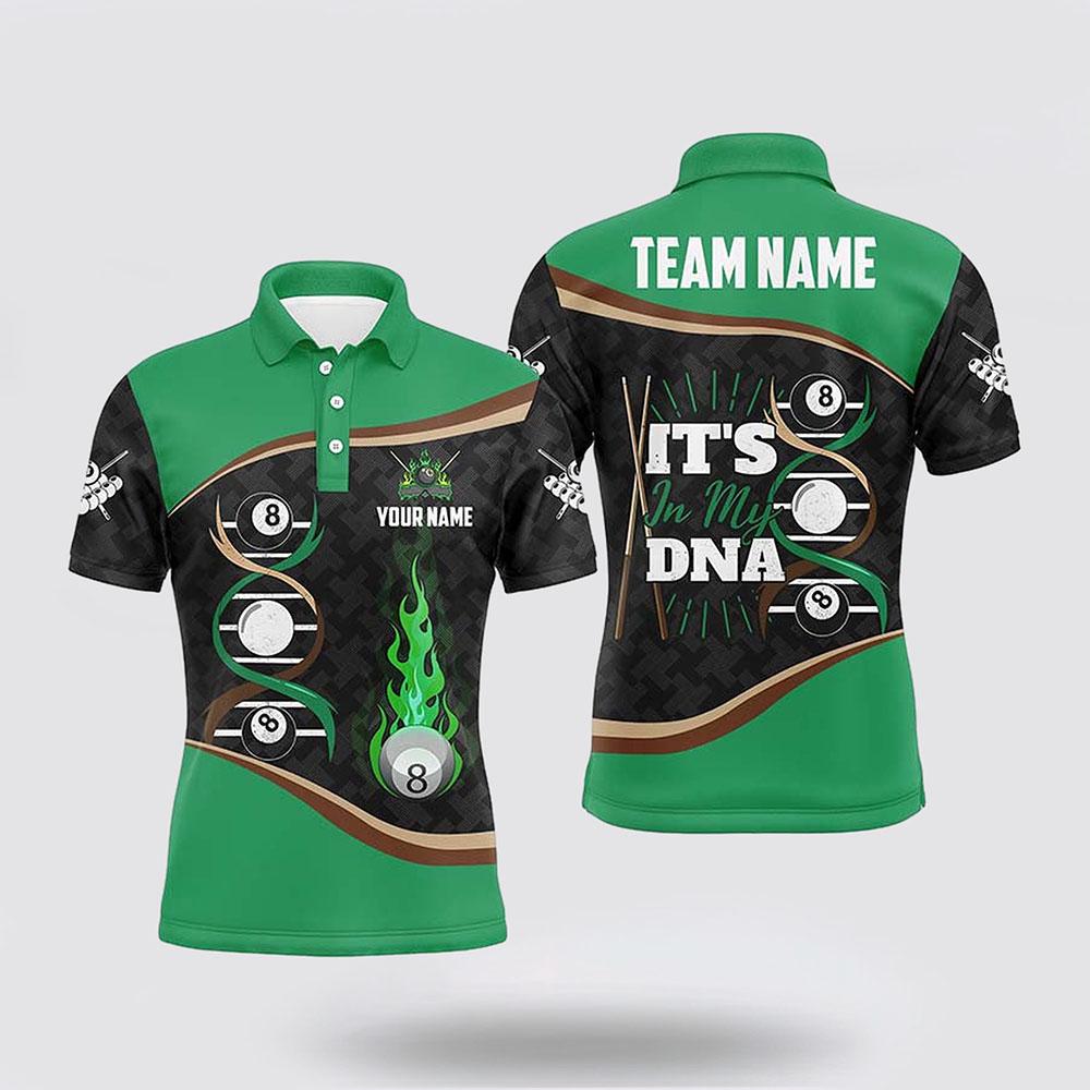 Billiard Polo Shirts, Billiard It’S In My Dna Green And Black Men Polo Shirts, Billiard Shirt Designs