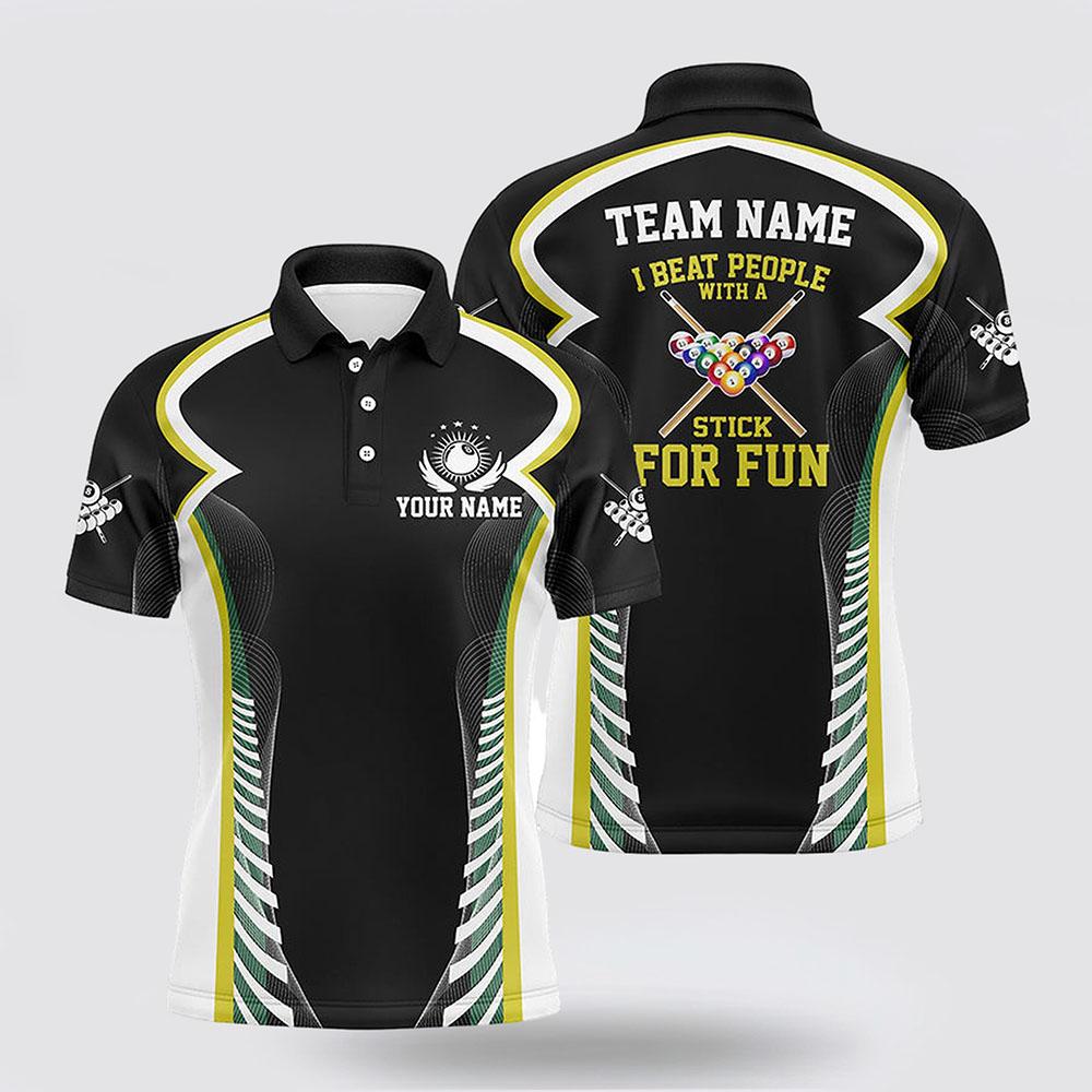 Billiard Polo Shirts, Billiard Jerseys I Beat People With A Stick For Fun Men Polo Shirts, Billiard Shirt Designs