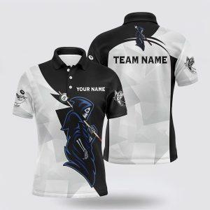 Billiard Polo Shirts, Black White Skeleton Billiard&hellip;