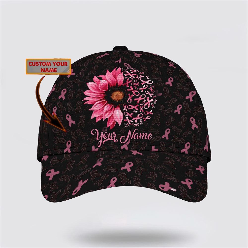 Breast Cancer Baseball Cap, Custom Baseball Cap, Black Art All Over Print Cap, Breast Cancer Caps