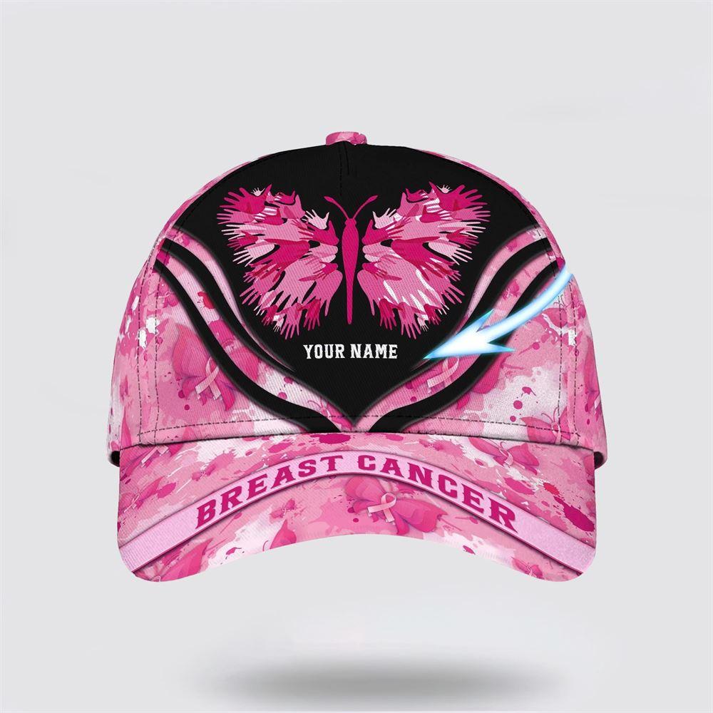 Breast Cancer Baseball Cap, Custom Baseball Cap, Butterfly Art All Over Print Cap, Breast Cancer Caps