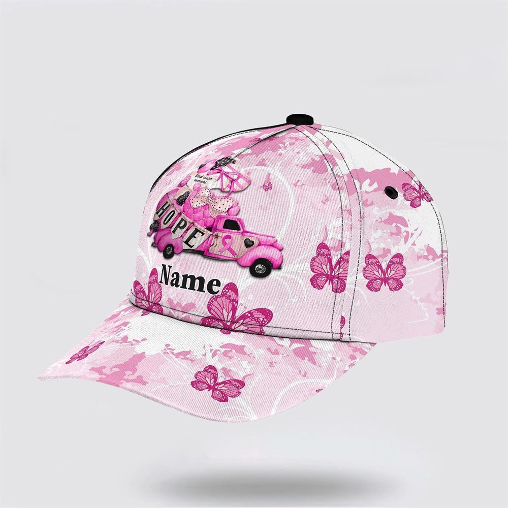 Breast Cancer Baseball Cap, Custom Baseball Cap, Hope Car And Butterfly All Over Print Cap, Breast Cancer Caps
