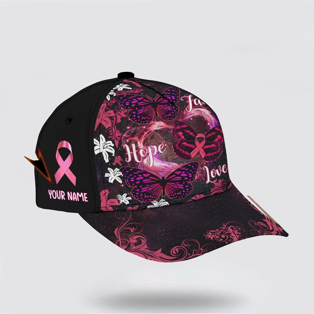 Breast Cancer Baseball Cap, Faith Hope Love Butterfly Art All Over Print Cap, Breast Cancer Caps