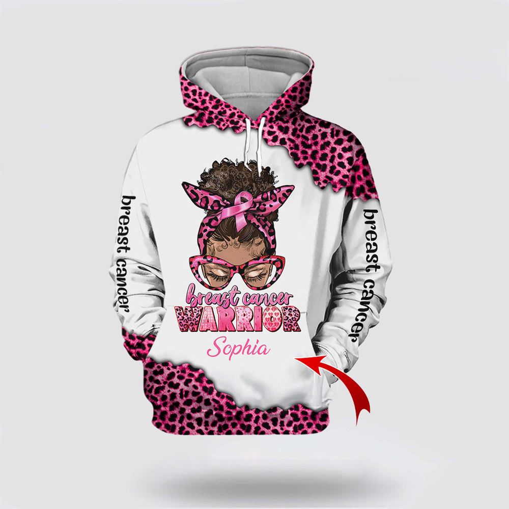 Breast Cancer Hoodie, Custom Name Breast Cancer Warrior All Over Print Hoodie