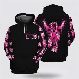 Breast Cancer Hoodie, Faith Hope Love Wing&hellip;