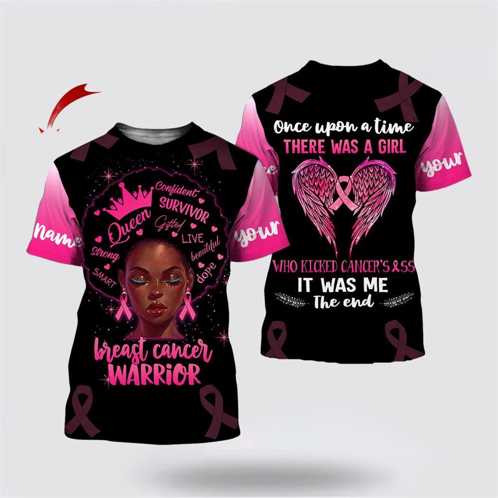 Breast Cancer T Shirts 2023, Personalized Name Breast Cancer Warrior All Over Print T Shirts