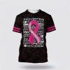 Breast Cancer T Shirts 2023, Breast Cancer Woman Rose Flowers Black Pink All Over Print T Shirt Breast Cancer T Shirt