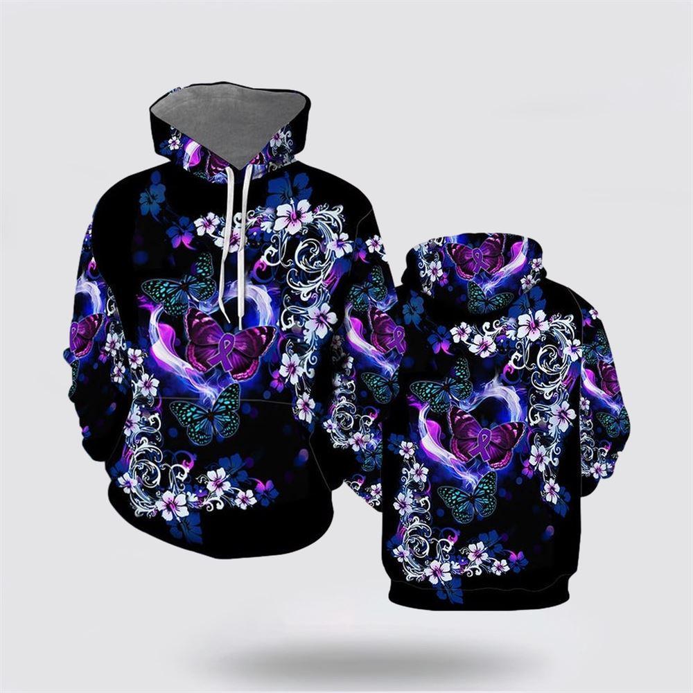 Breast Cancer Hoodie, Butterfly Breast Cancer Pink Ribbon All Over Print Hoodie, Breast Cancer Awareness Shirts