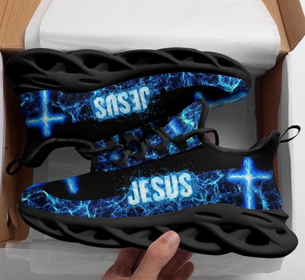Christian Soul Shoes, Max Soul Shoes, Jesus Blue Running Sneakers Max Soul Shoes, Jesus Shoes, Jesus Christ Shoes