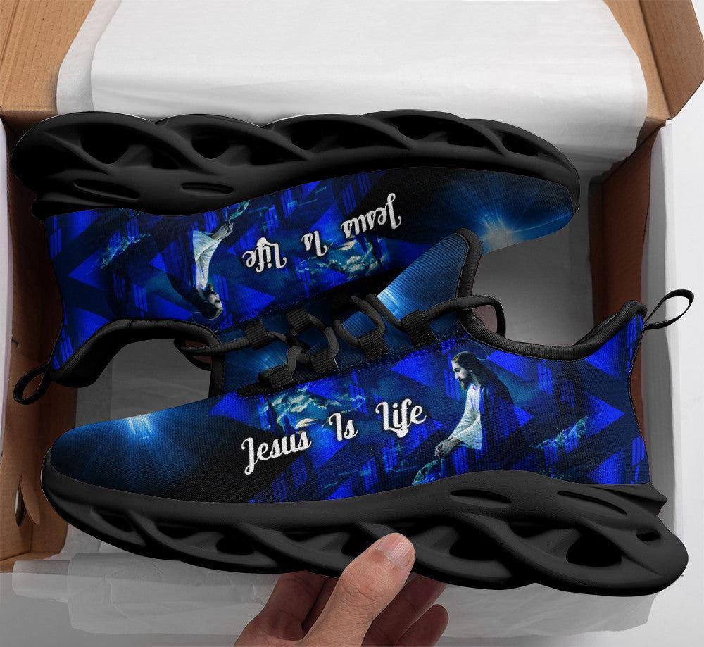 Christian Soul Shoes, Max Soul Shoes, Jesus Is Life Running Sneakers Blue Max Soul Shoes, Jesus Shoes, Jesus Christ Shoes