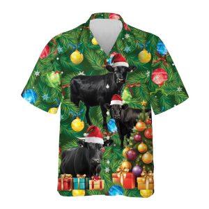 Christmas Hawaiian Shirt, Black Angus Cow Christmas&hellip;