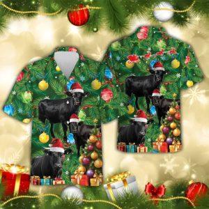 Christmas Hawaiian Shirt, Black Angus Cow Christmas&hellip;