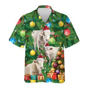Christmas Hawaiian Shirt, Charolais Cow Christmas Tree&hellip;