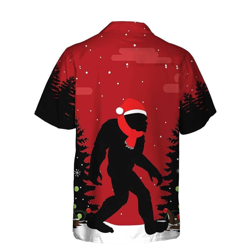 Christmas Hawaiian Shirt, Christmas Bigfoot In The Forest Hawaiian Shirt, Xmas Hawaiian Shirts