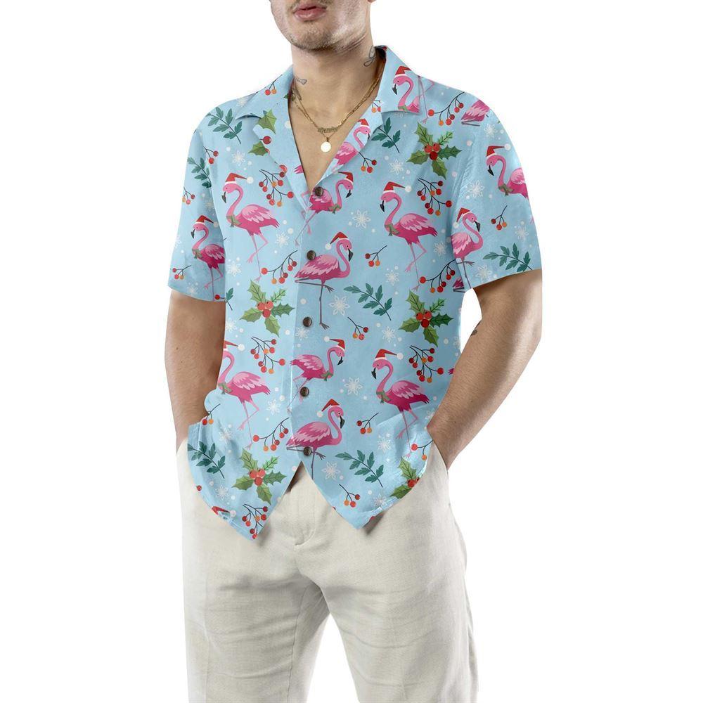 Christmas Hawaiian Shirt, Christmas Flamingo Seamless Pattern Hawaiian Shirt, Xmas Hawaiian Shirts