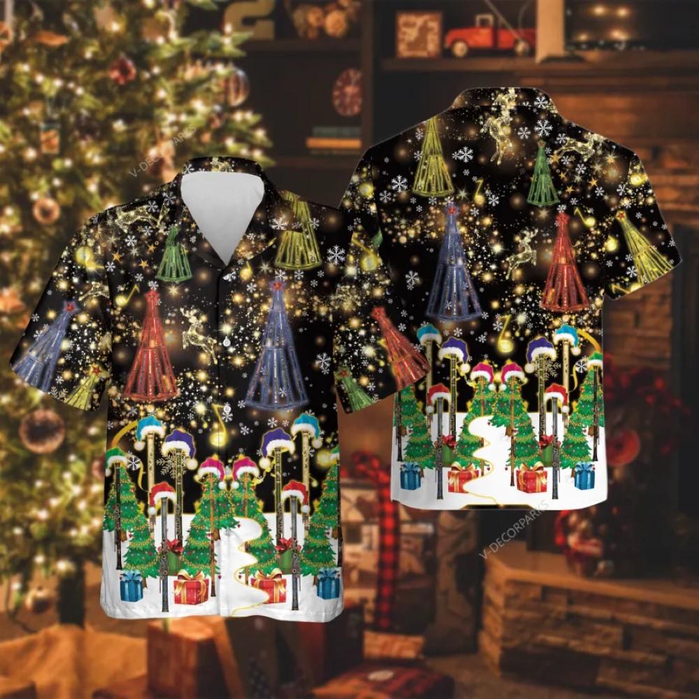 Christmas Hawaiian Shirt, Christmas Flute Set Hawaiian Shirt, Xmas Hawaiian Shirts
