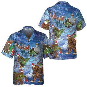 Christmas Hawaiian Shirt, Christmas Holiday Bigfoot Sasquatch&hellip;