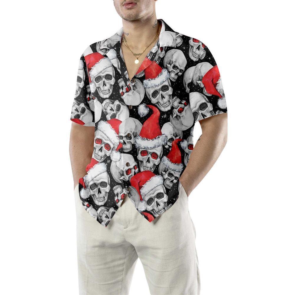 Christmas Hawaiian Shirt, Christmas Santa Skull Hawaiian Shirt, Xmas Hawaiian Shirts