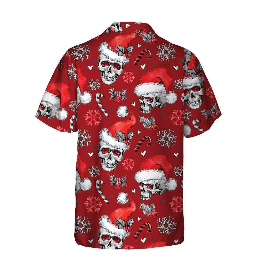 Christmas Hawaiian Shirt, Christmas Skulls With Candy Canes Red Version Christmas Hawaiian Shirt, Xmas Hawaiian Shirts